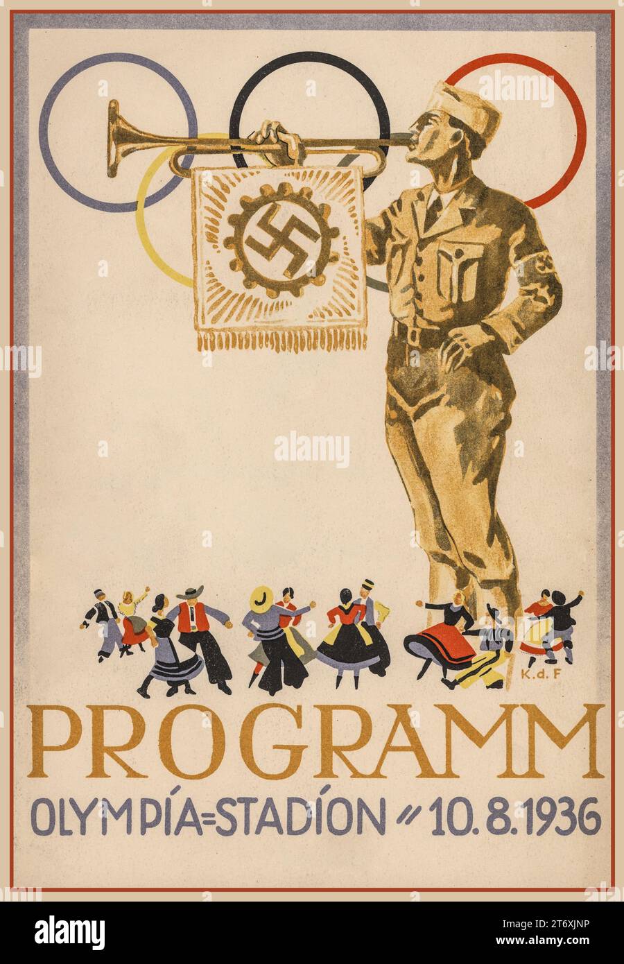 Copertina del libretto del programma olimpico della Germania nazista per il fronte dei lavoratori tedeschi allo Stadio Olimpico il 10 agosto. 1936 Foto Stock