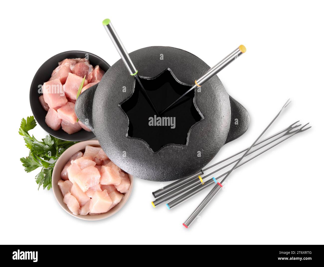 Carne di manzo crudo per Fondue bourguignonne Foto stock - Alamy