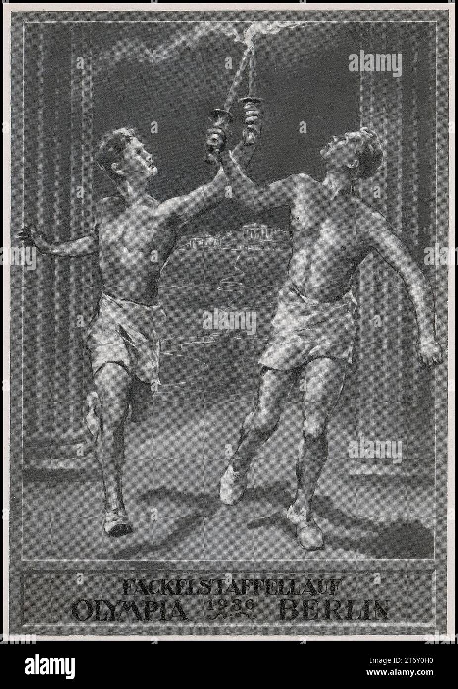1936 Olimpiadi della Germania nazista scheda poster con didascalia "Torch Relay Olympics Berlin" Foto Stock