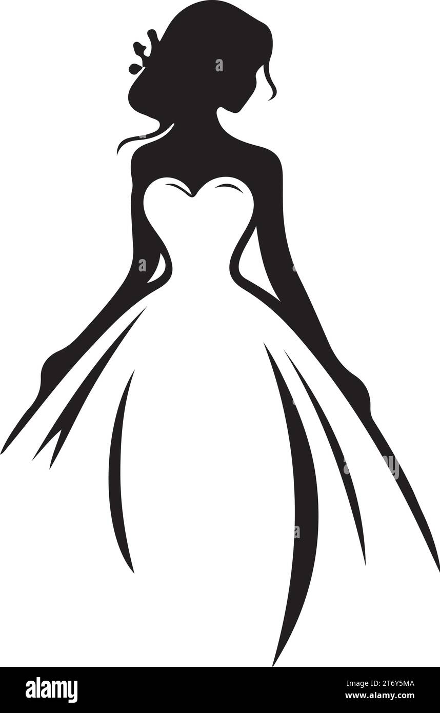 Illustrazione vettoriale con logo dell'abito da sposa Illustrazione Vettoriale