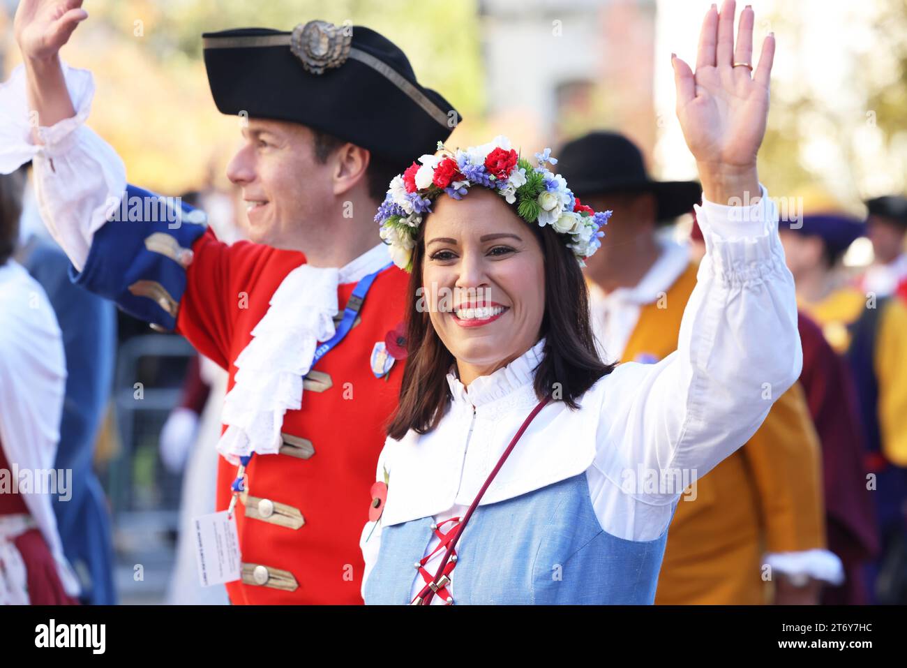 The Lord Mayor's Show 2023, che risale al 1215, quando re Giovanni diede al popolo londinese l'autorità di scegliere il proprio sindaco. Il consigliere Michael Mainelli è il nuovo sindaco di Londra, Regno Unito. Foto Stock