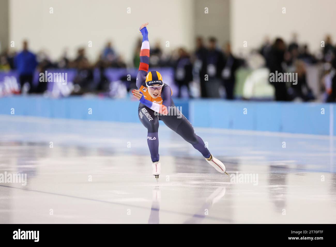 Fledderus Marrit (NED), 11 NOVEMBRE 2023 - Speed Skating : ISU Speed Skating World Cup 2023/24 Obihiro Women's 500m Division A presso Meiji Hokkaido Tokachi Oval a Hokkaido, Giappone. (Foto di Naoki Morita/AFLO SPORT) Foto Stock