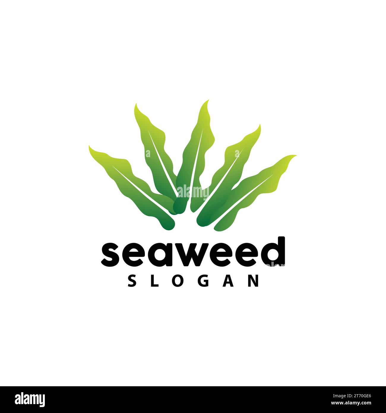 Logo di alghe marine, vettore di piante subacquee, disegno semplice a foglia, icona simbolo modello illustrativo Illustrazione Vettoriale