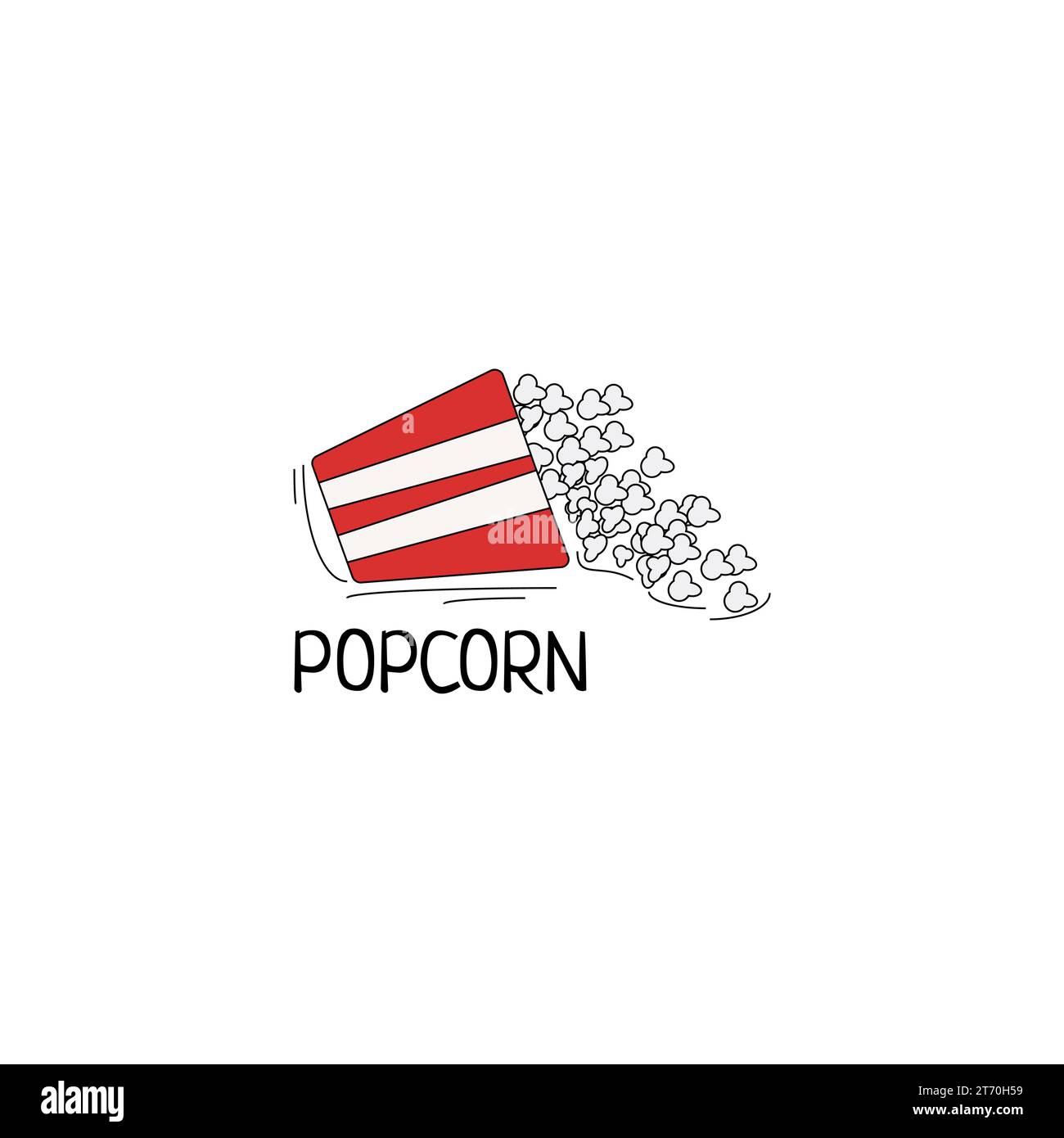 Logo pop corn versato sparso. Illustrazione Vettoriale