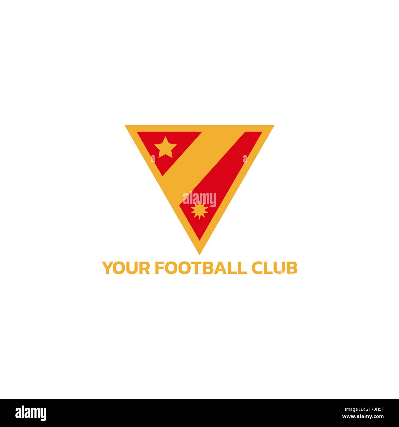Logo della squadra di calcio a forma triangolare con stelle e sole. Illustrazione Vettoriale