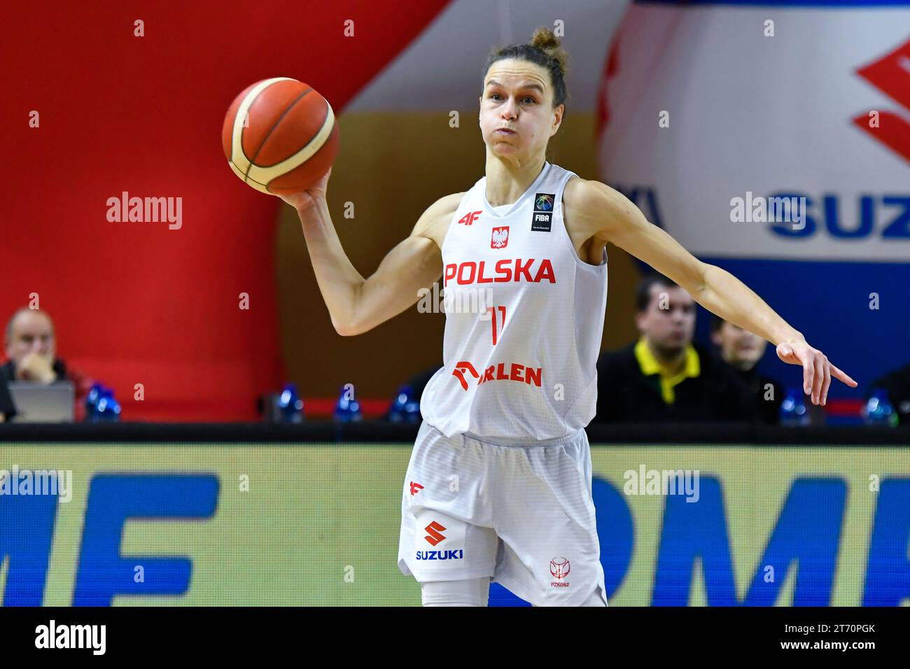 Agnieszka Skobel (Pol) durante il match di qualificazione FIBA Women's Eurobasket 2025 tra Polonia e Lituania, Polonia, il 12 novembre 2023 (foto di Michal Dubiel/SIPA USA) Foto Stock