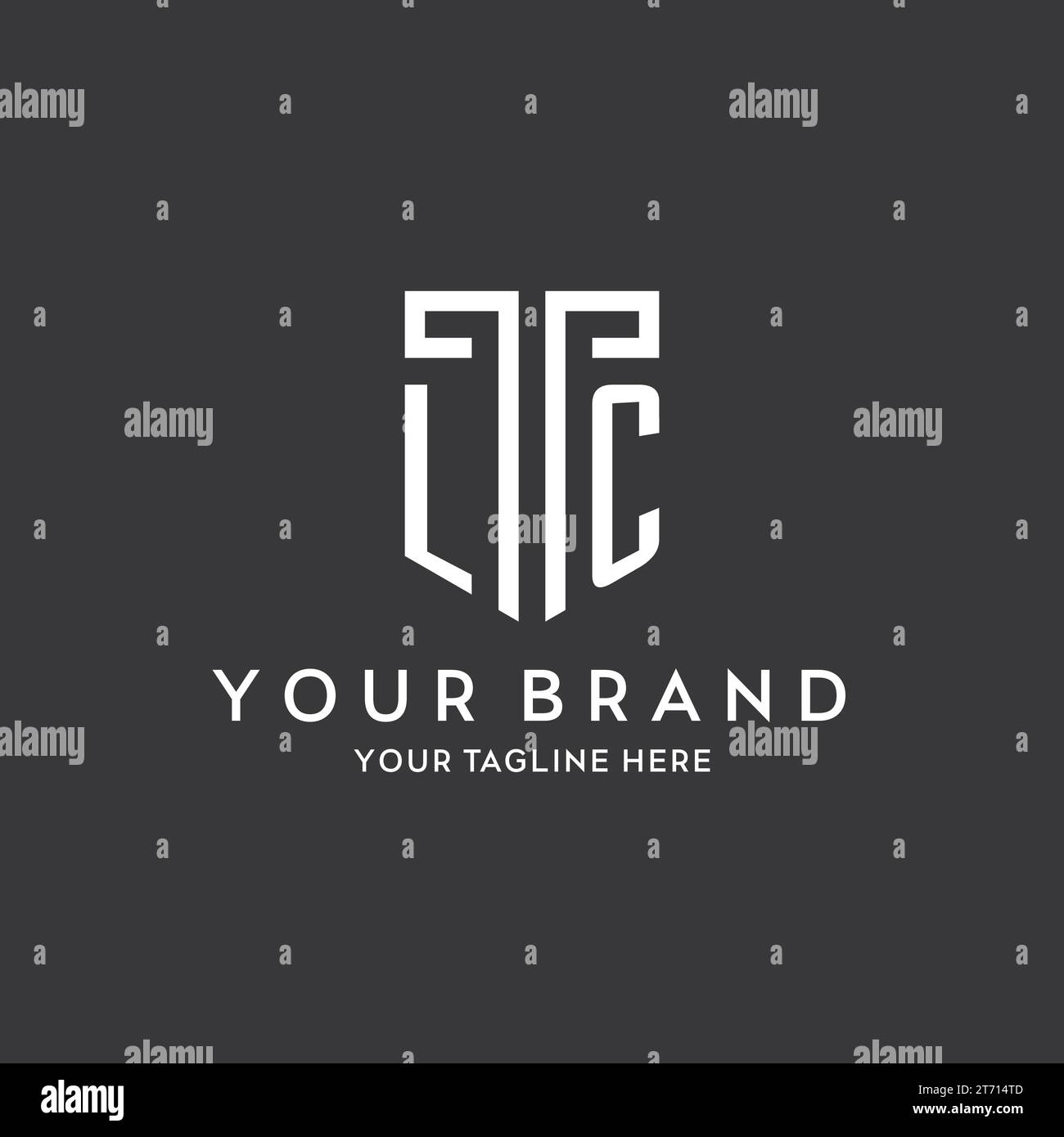 Nome iniziale del monogramma LC con icona della forma dello schermo grafico del vettore di progettazione Illustrazione Vettoriale