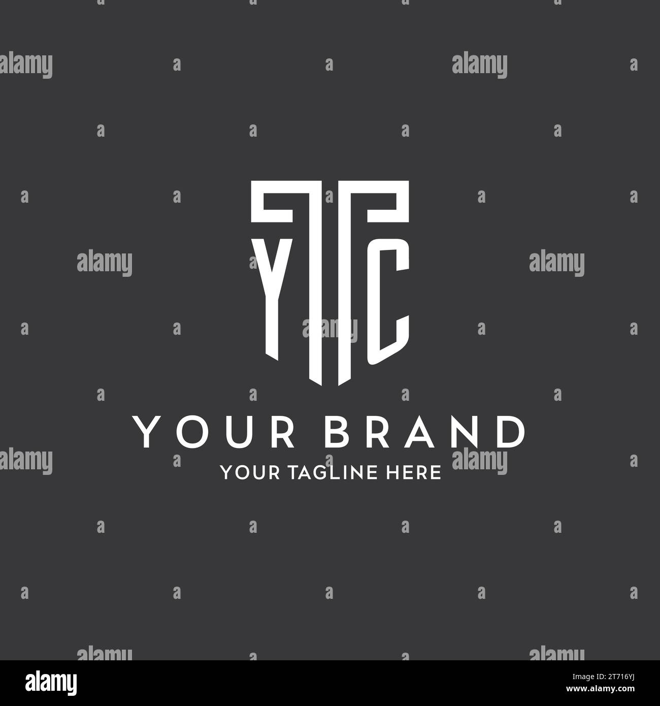 Nome iniziale del monogramma YC con icona della forma dello scudo grafico del vettore di progettazione Illustrazione Vettoriale