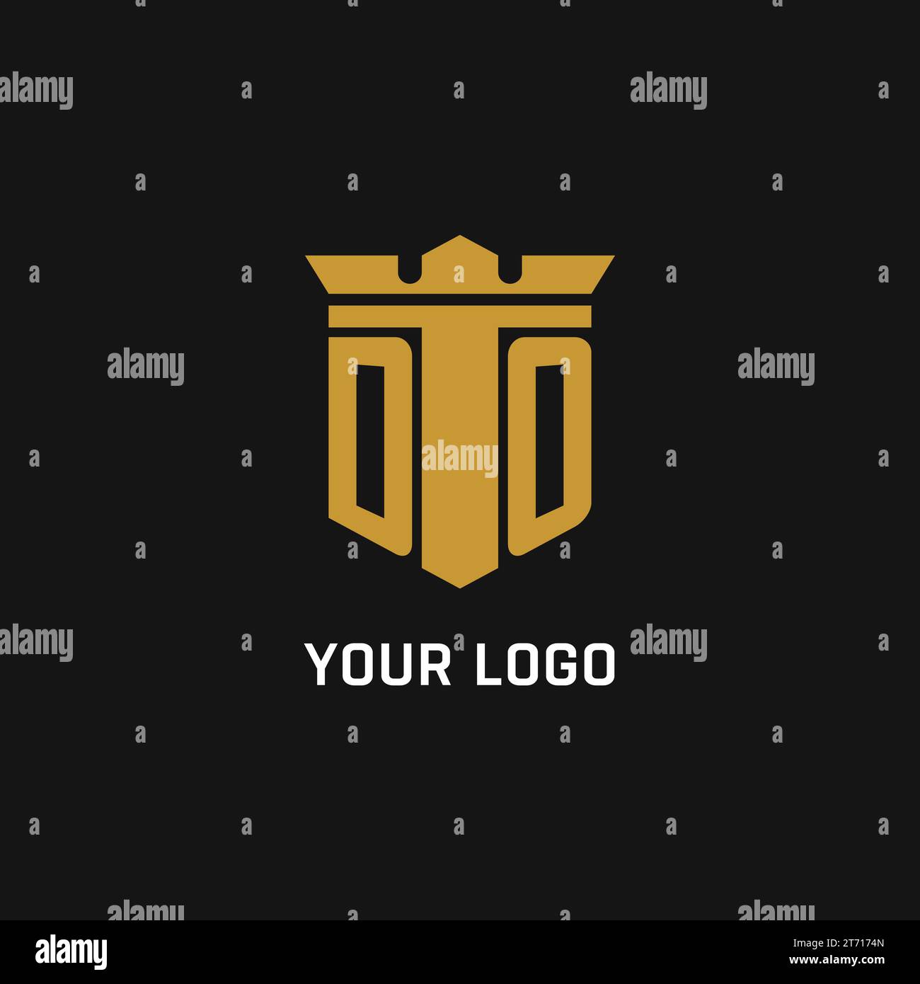 CREARE il logo iniziale con idee di design in stile scudo e corona Illustrazione Vettoriale