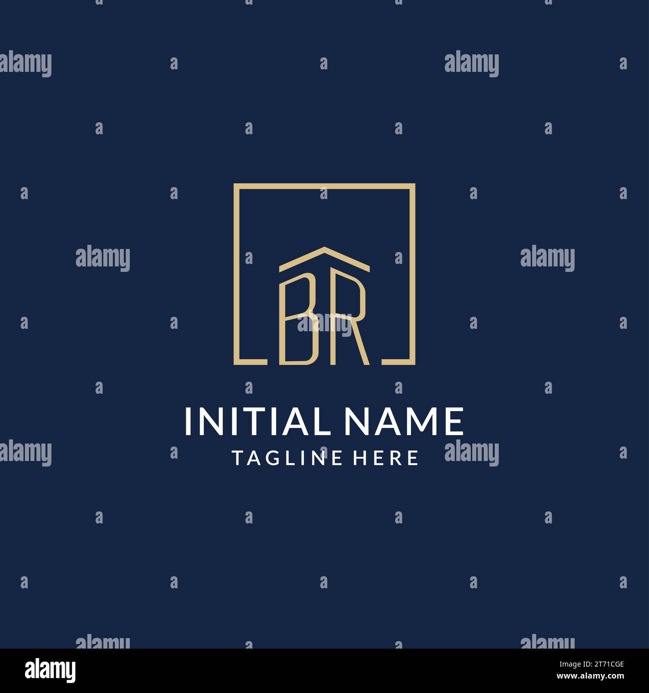 Logo iniziale BR Square Lines, logo immobiliare moderno e di lusso grafica vettoriale Illustrazione Vettoriale