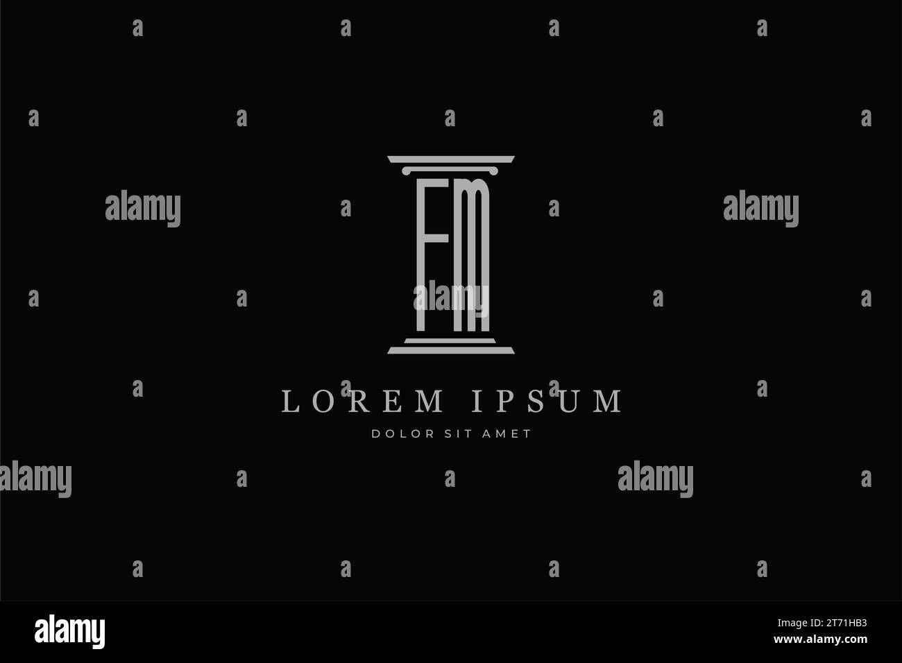 Logo pilastro, lettera icona FM . Ideale per l'identità dei servizi legali, legali e legali Illustrazione Vettoriale