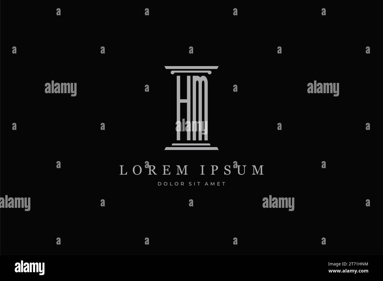 Logo pilastro lettera HM . Ideale per l'identità dei servizi legali, legali e legali Illustrazione Vettoriale