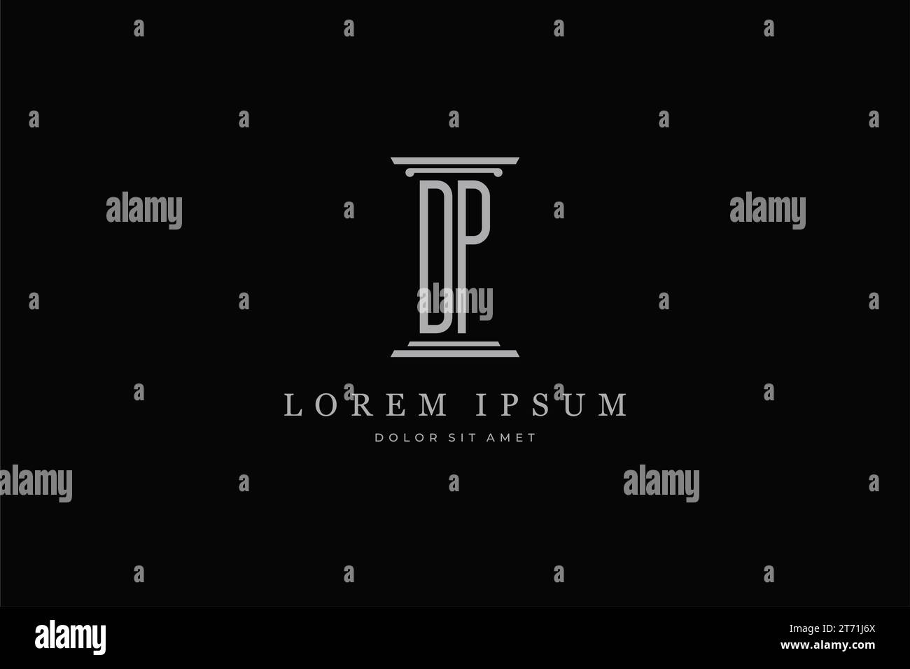 Logo pilastro icona lettera DP . Ideale per l'identità dei servizi legali, legali e legali Illustrazione Vettoriale