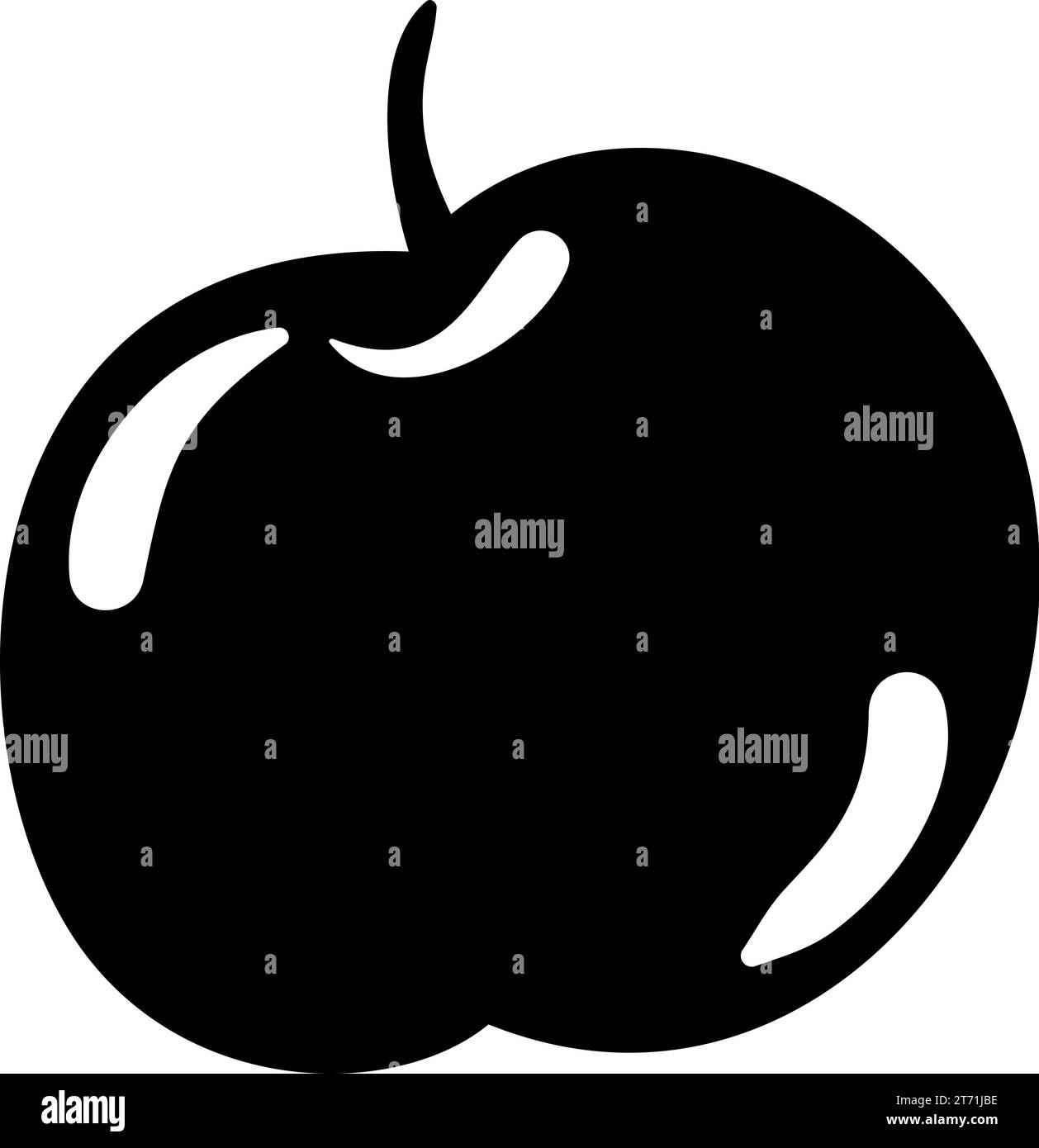 Silhouette di mela matura, elemento della decorazione del tavolo del giorno del Ringraziamento. Simbolo delle festività con contorno di mela dolce. iso semplice icona vettoriale di forma nera Illustrazione Vettoriale