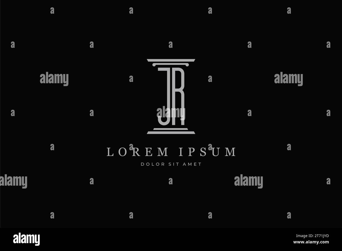 Logo pilastro, lettera JR . Ideale per l'identità dei servizi legali, legali e legali Illustrazione Vettoriale