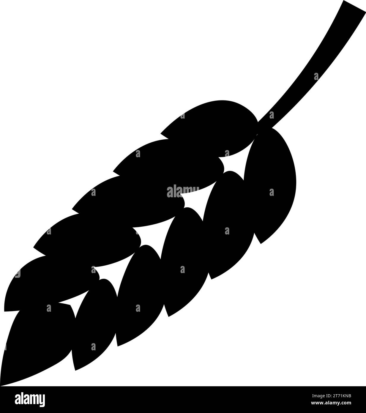 Silhouette di orecchie di grano, elemento della decorazione del tavolo festivo del giorno del Ringraziamento. Simbolo festivo contorno orecchie di grano. Isolante semplice icona vettoriale di forma nera Illustrazione Vettoriale