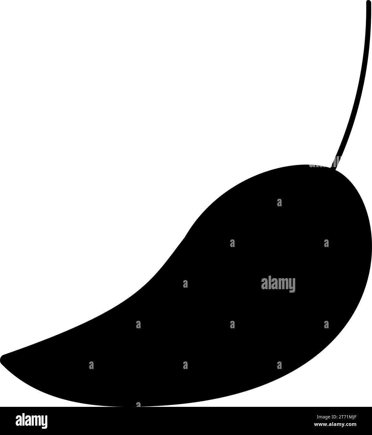 Silhouette di foglie di erba basilica, elemento della decorazione del tavolo per le feste del giorno del Ringraziamento. Simbolo festivo contorno foglie di basilico. Semplice forma nera Illustrazione Vettoriale