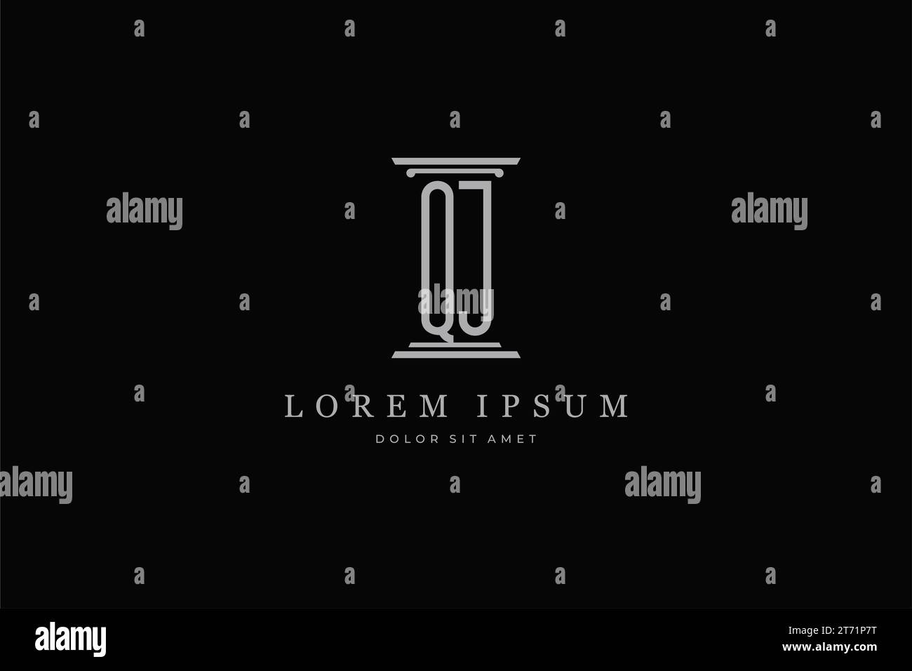 Logo pilastro icona lettera QJ . Ideale per l'identità dei servizi legali, legali e legali Illustrazione Vettoriale