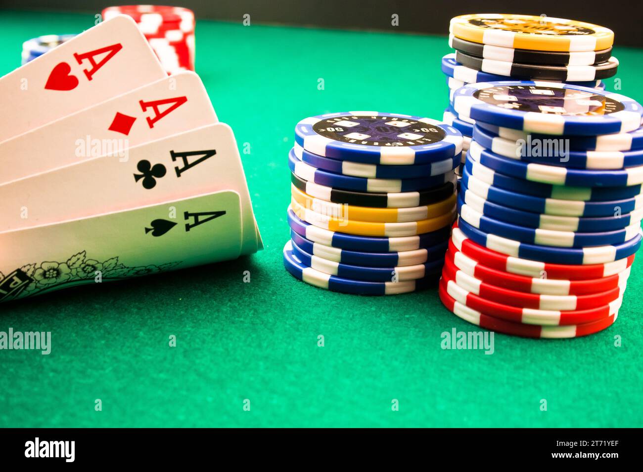 Dettaglio degli assi poker e poker; dettaglio degli assi poker e poker Foto Stock