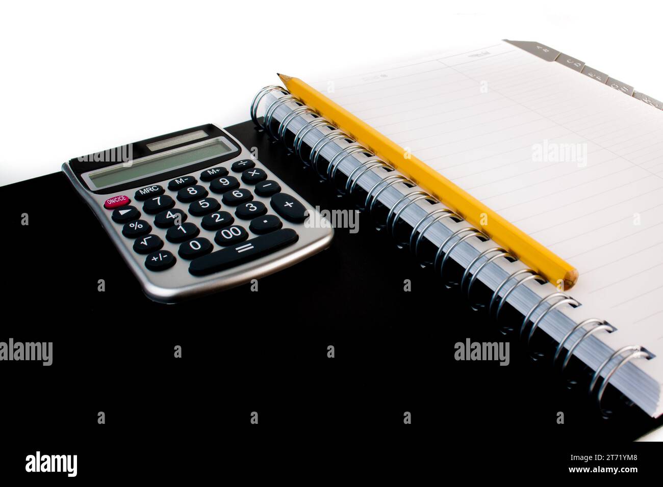 Dettaglio della calcolatrice su un organizzatore personale; dettaglio della calcolatrice su un organizzatore personale Foto Stock
