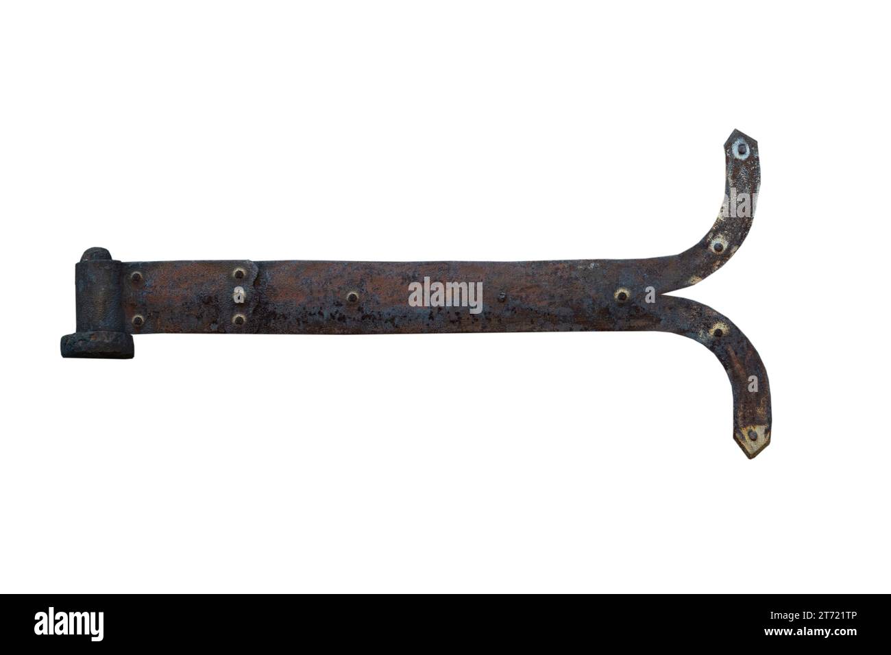 vecchia cerniera in metallo isolata su sfondo bianco Foto Stock