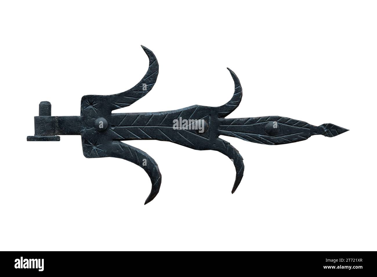 vecchia cerniera in metallo isolata su sfondo bianco Foto Stock