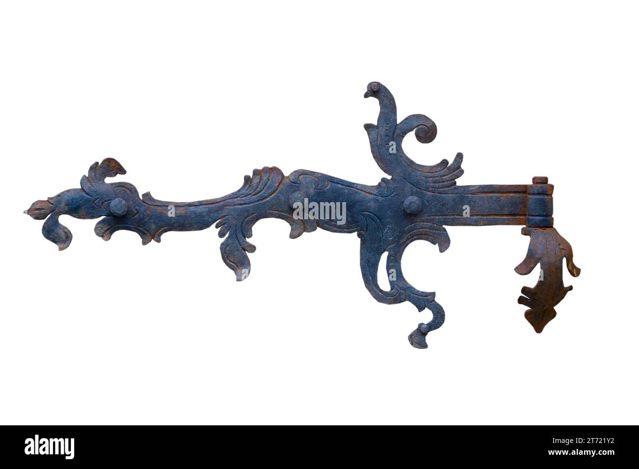 vecchia cerniera in metallo isolata su sfondo bianco Foto Stock