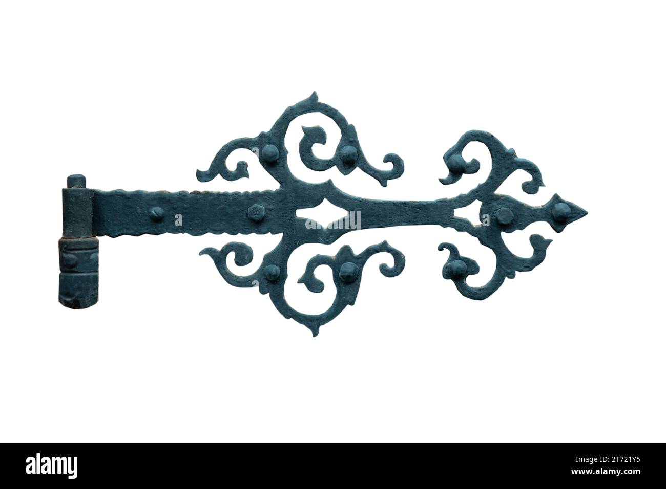 vecchia cerniera in metallo isolata su sfondo bianco Foto Stock