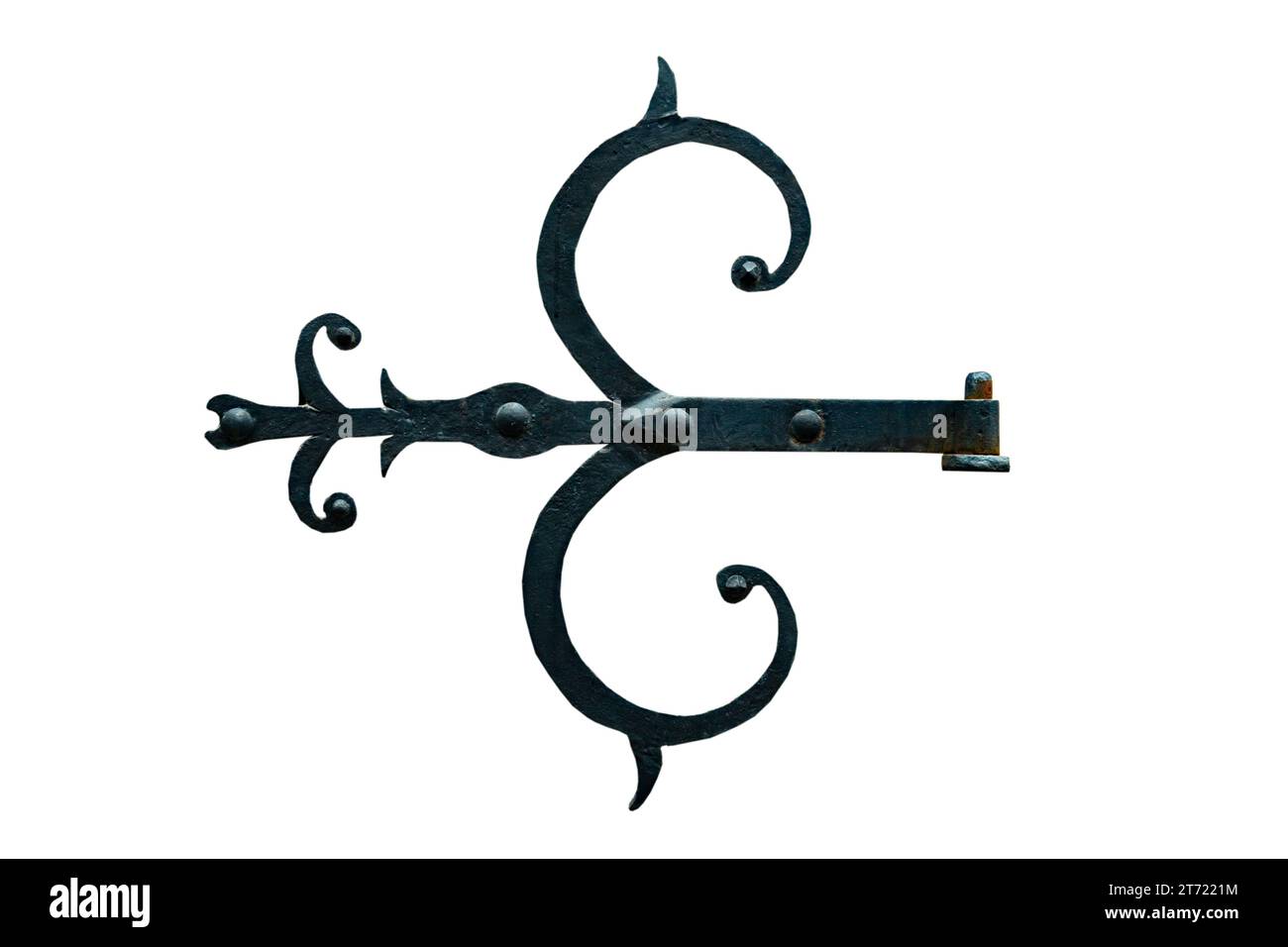 vecchia cerniera in metallo isolata su sfondo bianco Foto Stock
