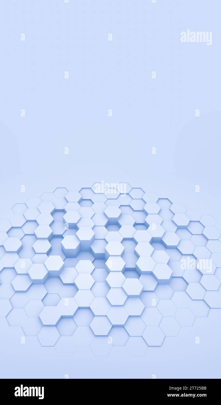 Schema astratto di sfondo astratto esagonale azzurro. Pannello esagonale, concetto tecnologico. Foto Stock