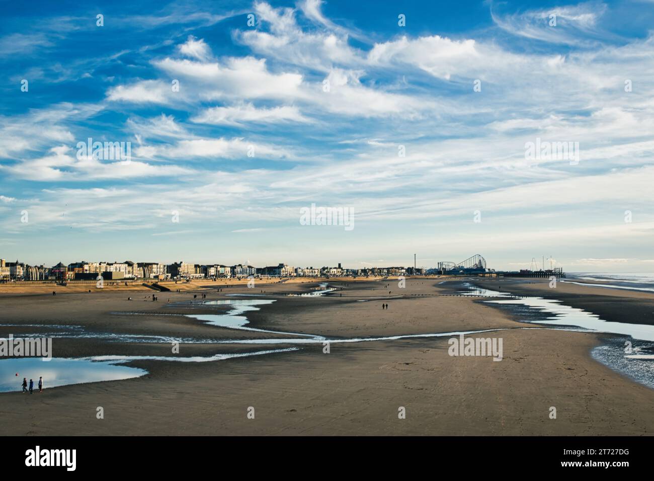 Una foto della vista sulla spiaggia di Blackpool Foto Stock