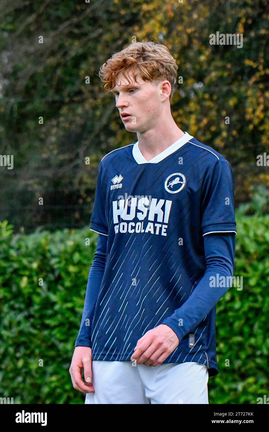 Swansea, Galles. 11 novembre 2023. Jack Howland di Millwall durante l'Under 18 Professional Development League match tra Swansea City e Millwall alla Swansea City Academy di Swansea, Galles, Regno Unito, l'11 novembre 2023. Crediti: Duncan Thomas/Majestic Media. Foto Stock