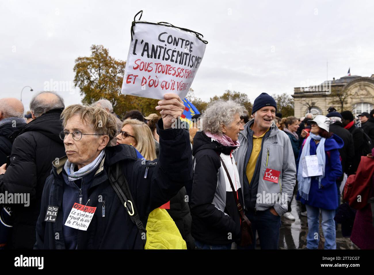 Protesta Nazionale Rally contro l'antisemitismo a Parigi - 12 novembre 2023 Foto Stock