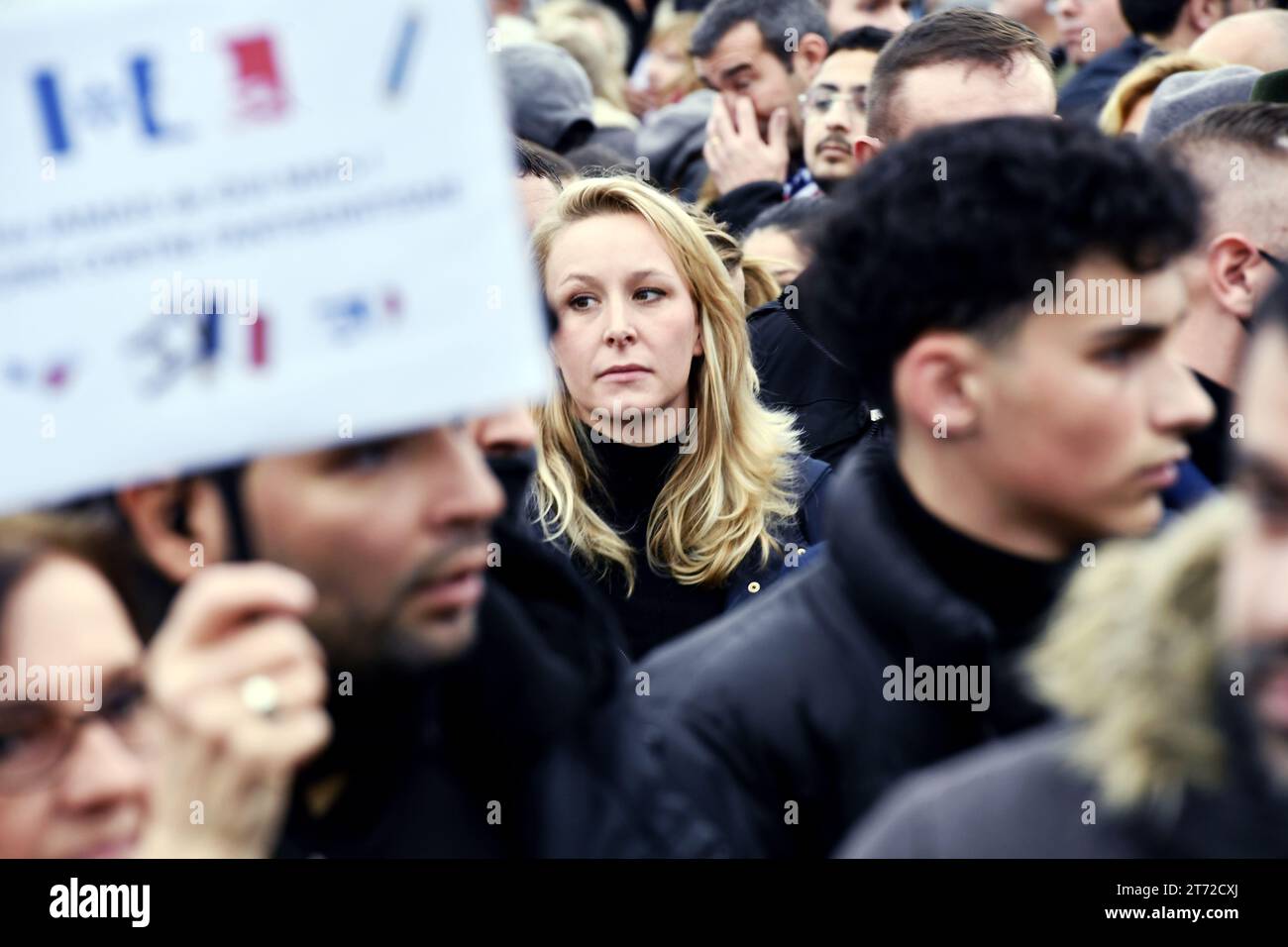 Marion Maréchal durante la protesta nazionale contro l'antisemitismo a Parigi - 12 novembre 2023 Foto Stock