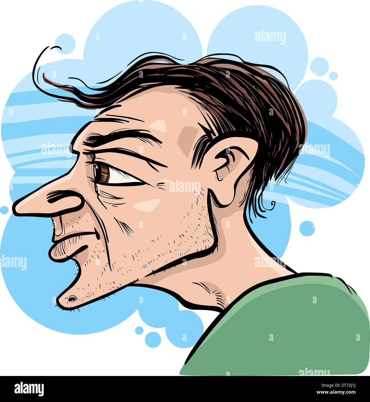 Profilo di uomo caricatura schizzo illustrazione Illustrazione Vettoriale