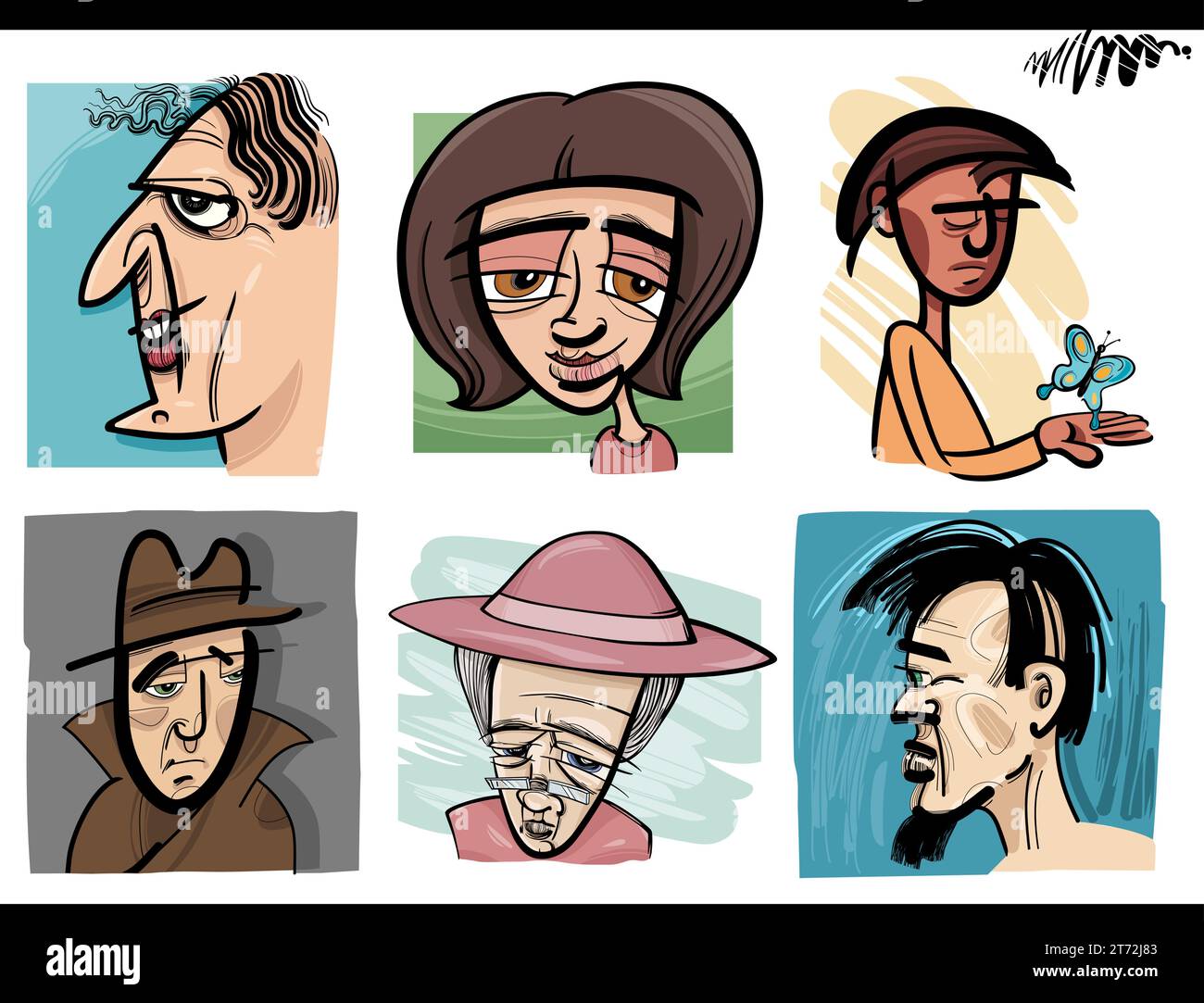 disegnare un cartone animato illustrazioni caricature con personaggi di persone Illustrazione Vettoriale