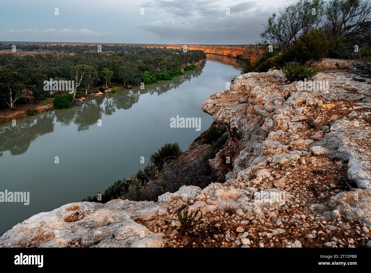 Murray River a Big Bend nell'Outback South Australia. Foto Stock