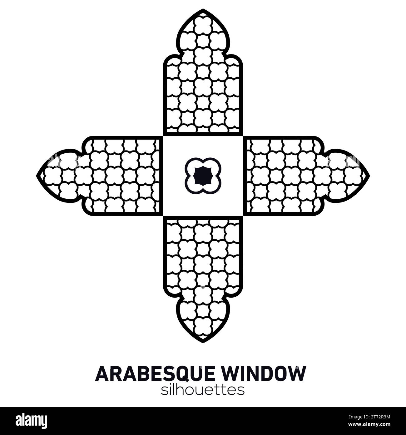 Sagome arabe per finestre. Simbolo vettoriale archi islamici tradizionali. Architettura tradizionale araba. Elemento di design Ramadan Kareem. Illustrazione Vettoriale