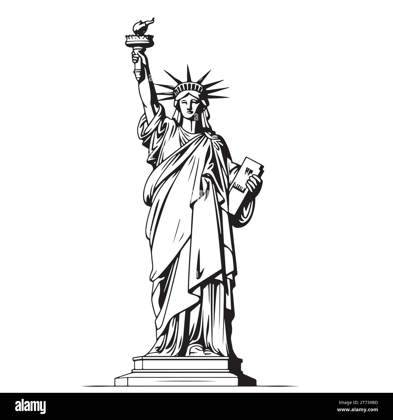 Cartone animato Statua della libertà. Punto di riferimento di New York. Simbolo americano. Vettore Illustrazione Vettoriale