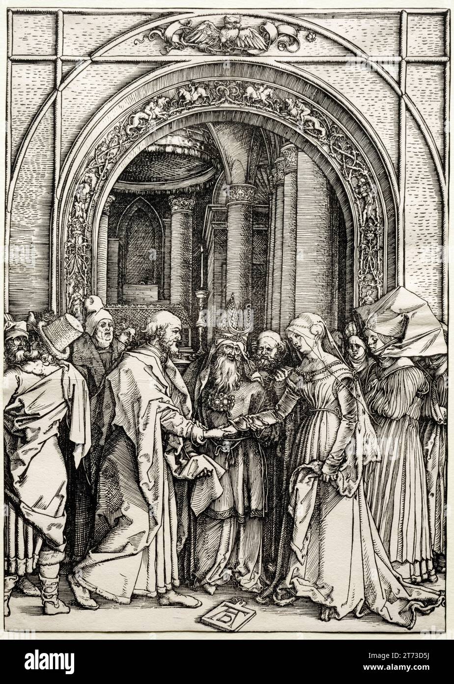 Albrecht durer, il Betrothal della Vergine, stampa su legno, 1504-1505 Foto Stock