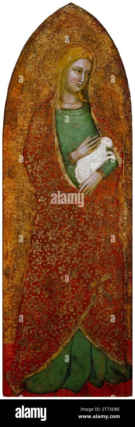 Sant'Agnese, dipinto a tempera su tavola con foglia d'oro di Andrea da Firenze, 1363-1367 Foto Stock