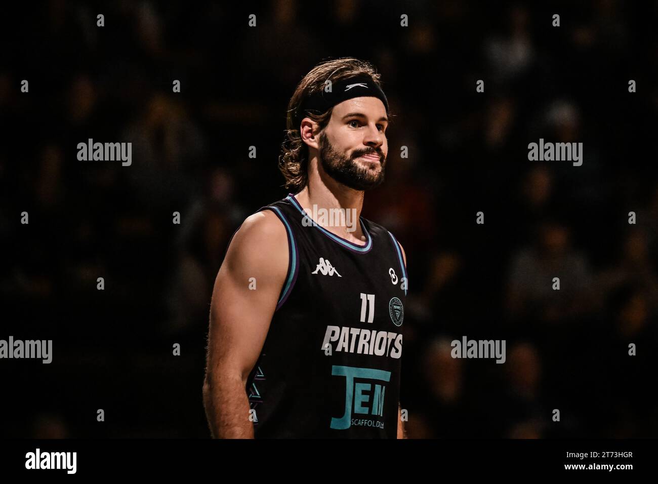 Taylor Johnson #11 dei Plymouth City Patriots durante la partita del British Basketball Championship Plymouth City Patriots vs Caledonia Gladiators al Plymouth Pavilions, Plymouth, Regno Unito, 3 novembre 2023 (foto di Craig Thomas/News Images) Foto Stock