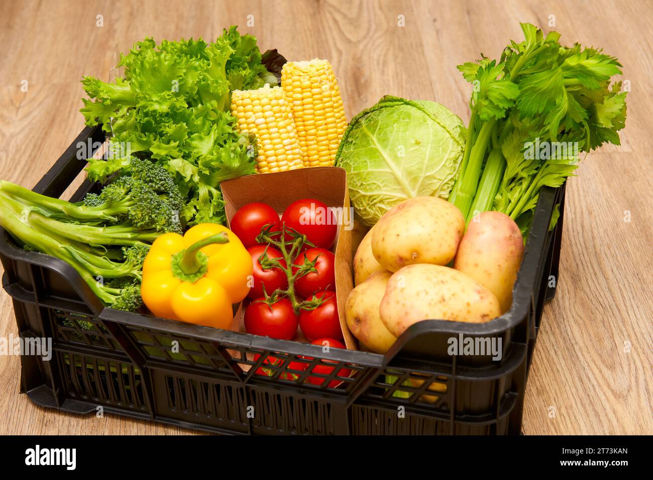 consegna in scatola di alimenti Foto Stock