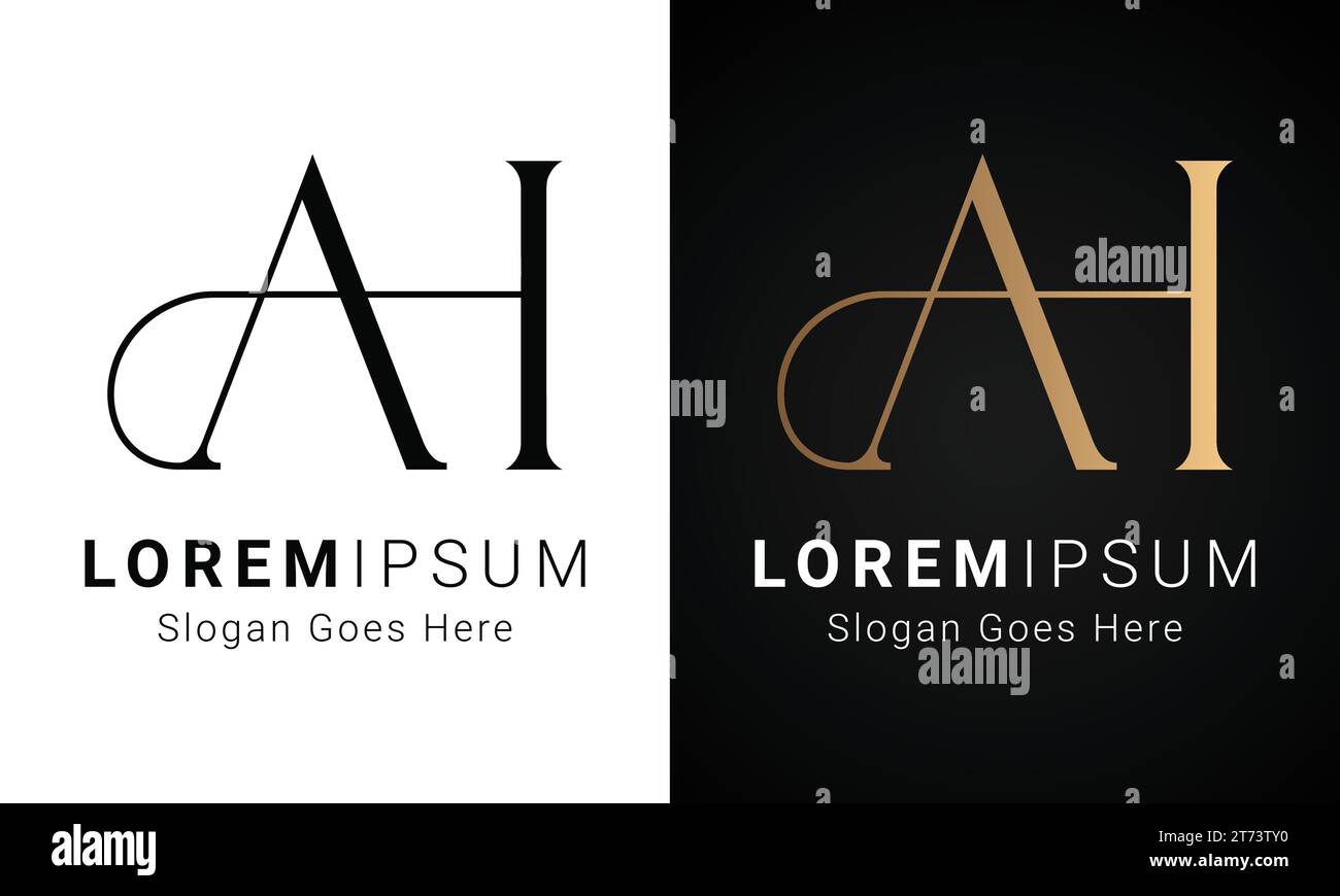 Design del logo con monogramma AH o ha iniziale Luxury Illustrazione Vettoriale