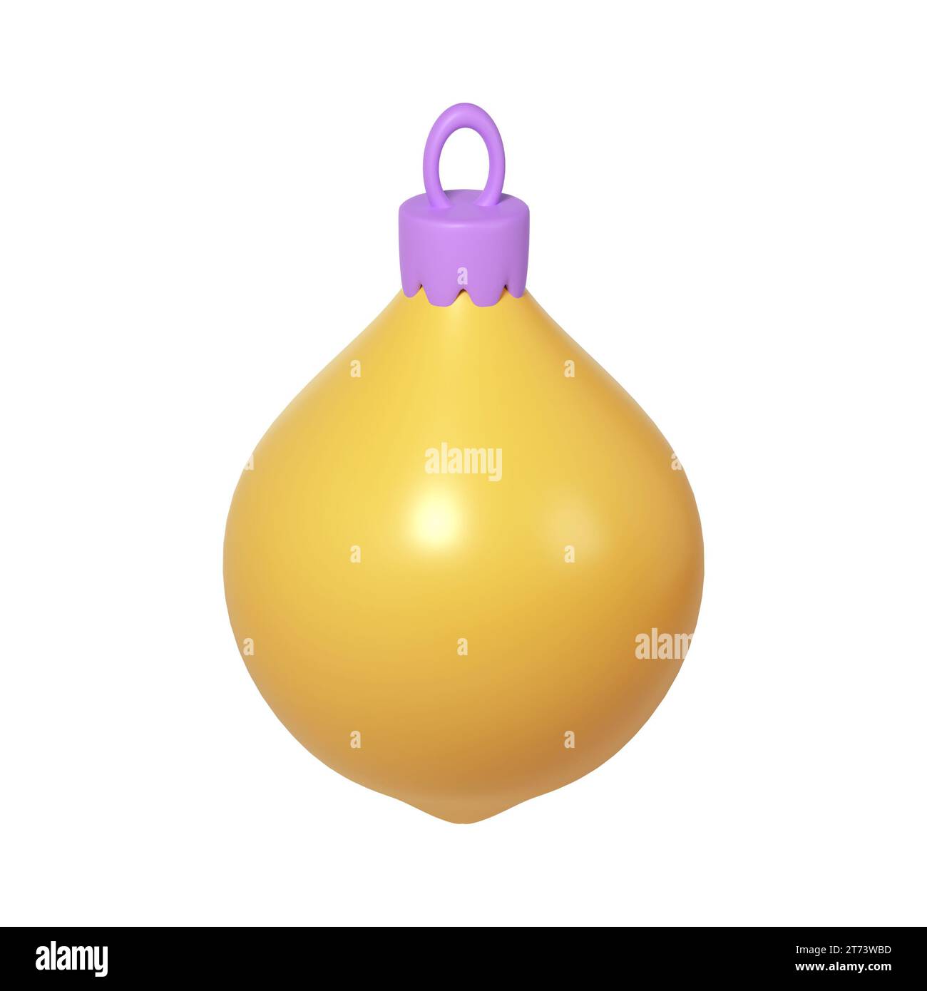 Icona gialla della pallina di Natale con rendering 3d sotto forma di limone. Elemento realistico per le vacanze invernali. Giocattolo per abete. Illustrazione per web design, greeti Foto Stock