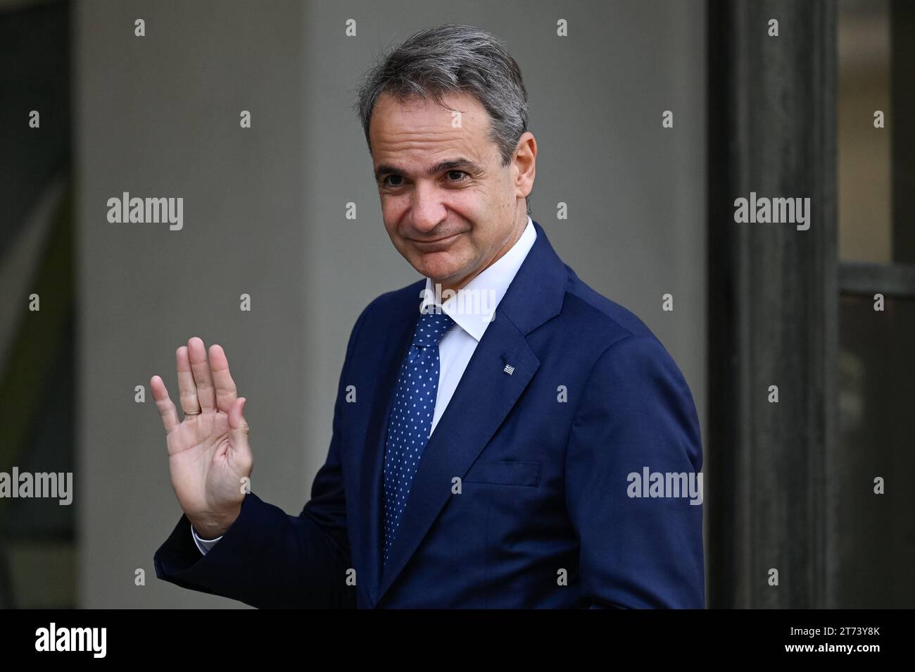 Julien Mattia / le Pictorium - Conferenza umanitaria internazionale per i civili di Gaza - 09/11/2023 - Francia / Ile-de-France (regione) / Parigi - il primo ministro greco Kyriakos Mitsotakis in una conferenza umanitaria internazionale per i civili di Gaza presso il Palazzo Presidenziale dell'Elysee, Parigi, 9 novembre 202 Foto Stock