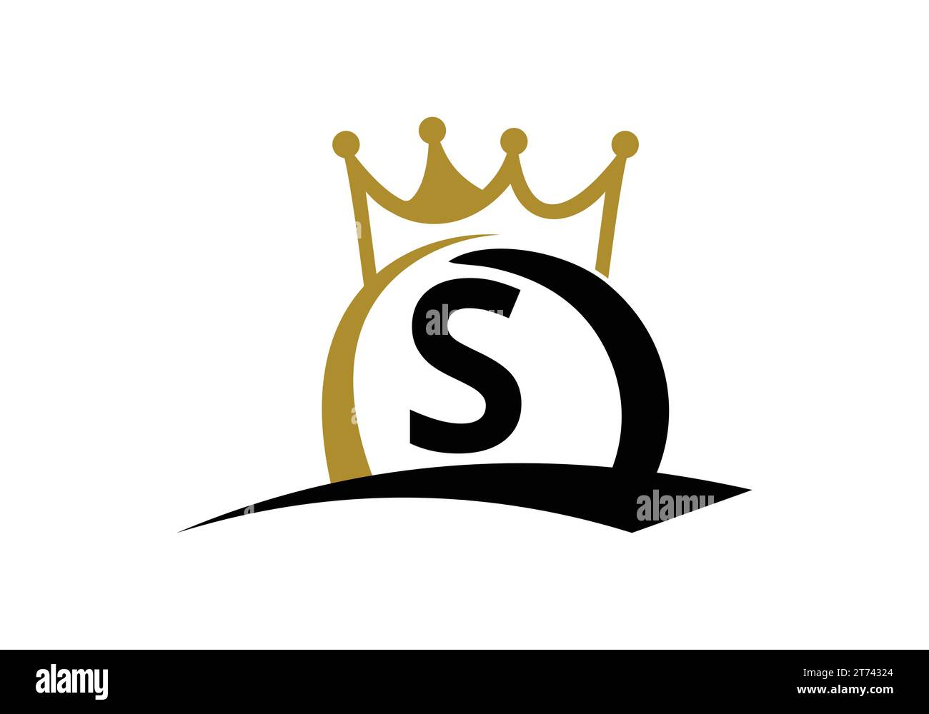 Modello Vector con logo King Crown Letter S. Illustrazione Vettoriale