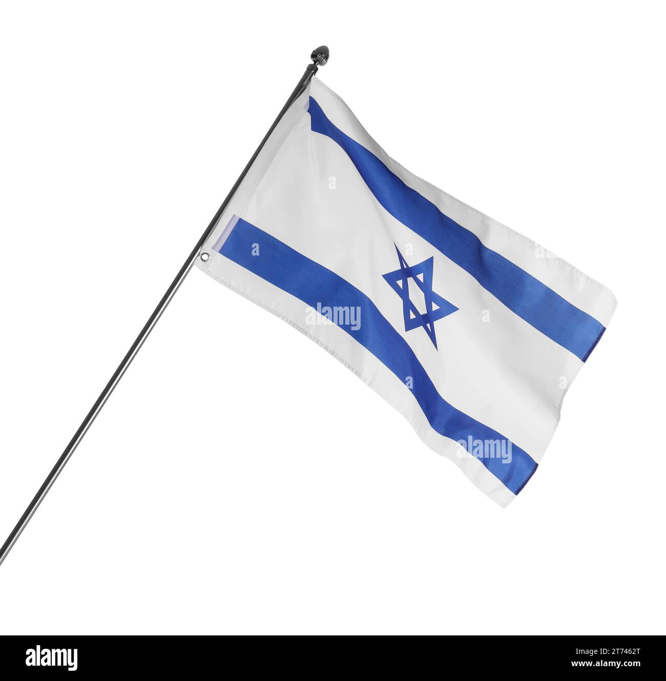 Bandiera di Israele isolata su bianco. Simbolo nazionale Foto Stock