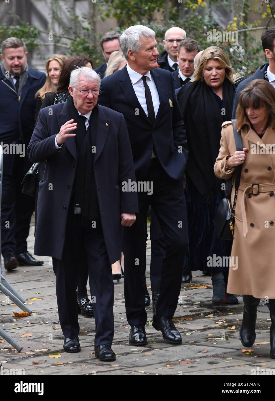 Sir Alex Ferguson partecipa al funerale di Sir Bobby Charltons alla Cattedrale di Manchester, Manchester, Regno Unito, il 13 novembre 2023 (foto di Karl Vallantine/News Images) Foto Stock