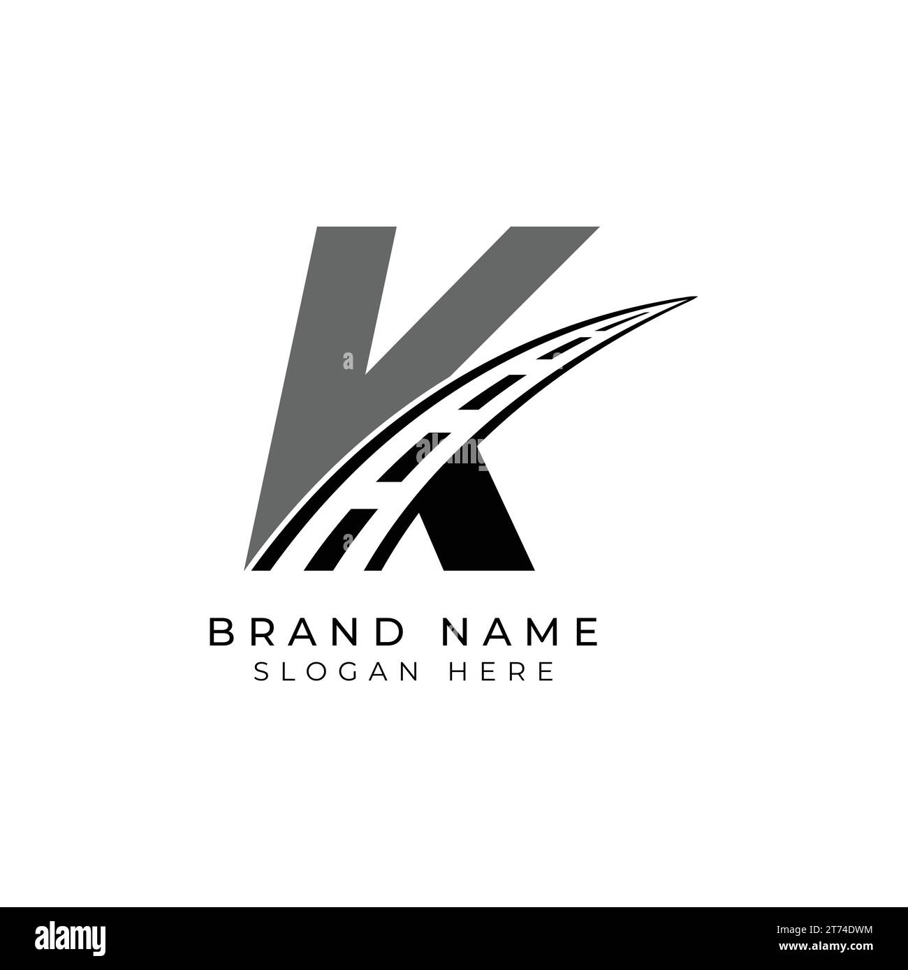 Logo lettera K asfalto per l'identità. Illustrazione del vettore del modello di costruzione per il marchio Illustrazione Vettoriale